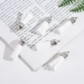 6pcs White faux suede tassels with silver caps for DIY jewelry making accessories - Set of 6 / White