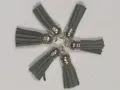 Set of army green suede leather tassels with silver metal caps for DIY jewelry crafts - Set of 6 / Olive Green