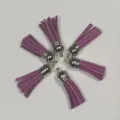 Purple suede leather tassels with silver caps for DIY craft jewelry making accessories - Set of 6 / Dark Violet
