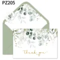 Detail of botanical thank you card set with gold foil lettering and leaf envelope - Greenery Plant Style (PZ205)