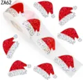 Vista de detalle de 500 pegatinas láser brillantes de gorro de Papá Noel de regalo - Gorro de Navidad Rojo (ZA62) / 500 Etiquetas/Rollo
