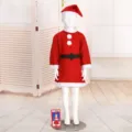 Detailed view of children's 3-piece Santa Claus costume set displayed on a white mannequin - Dresses / 4-6 Years