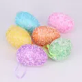 Pack of 6 colorful glitter foam Easter eggs with hanging ribbons for decoration - 新款4号珍珠粉末颗粒款 / Set of 6