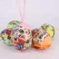 Set of Easter foam eggs with colorful rabbit and cottage patterns and ribbons. - 新款9号全彩拟人兔子插画款 / Set of 6