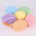 Set of six colorful textured foam Easter eggs with hanging ribbons for festive decor - 新款7号泡沫颗粒挂绳款 / Set of 6