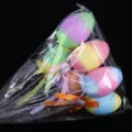 Set of 6 colorful glitter foam Easter eggs on sticks for holiday party decoration - 新款10号渐变拼色闪粉插杆款 / Set of 6