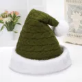 Classic green cable knit Christmas hat with soft white faux fur trim for adults - Green Cable Knit Style (RM330-3) / Dark Green