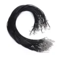 Zwarte wax koord kettingen in bulk met karabijnsluiting en verlengketting voor DIY sieraden - 2.0mm Zwart 60cm+5cm Verlengketting