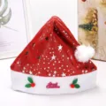 Festive red non-woven Christmas hat for children with silver stars and white trim - Silver Star Letter Plaque Style (RM295-2) / Kids Size
