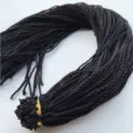 Durable black twisted wax cord for DIY necklace making and jewelry craft accessories. - Hand-Twisted Cord / Standard Length / Black