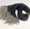 Bulk black wax cord necklace chains with silver lobster clasps for DIY jewelry making - Sweater Chain / 2mm Width 75cm Length / Black