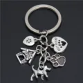 Vintage zilveren hondensleutelhanger met Best Friend hart en Topdog bedeltjes - Beste Vriend Hond (14)
