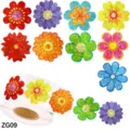 Detailed macro view showing a roll of 500 vibrant holographic flower reward stickers - Multicolor Flower (ZG09) / 500 Stickers/Roll