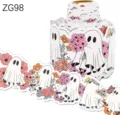 Detailopname van Halloween spook en bloemen zelfklevende bulletinbord randsticker - Spook Bloem Ontwerp (ZG98) / 10m/Rol