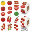 Detailed collection of realistic tomato themed stickers in rolls and flat sheets - Tomato Style (ZG42) / 500 Pieces/Pack