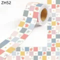 Nahaufnahme eines farbenfrohen, karierten, selbstklebenden Blumen-Bordürenaufklebers - Pastell Rosa Blau Gelb Floral Gingham (ZH52) / 10m Rolle