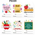 Teacher Appreciation Day gift tags with pencil and apple designs for personalized gifting - Red Apple Pencil Book Style (PZ234) / 36 Pcs/Pack