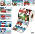 Roll of cartoon Christmas gift tag stickers with Santa and red truck designs - 250 Pieces/Pack (ZI56)