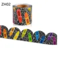 Macro view of colorful crayon pattern on scalloped bulletin board border stickers roll - Colored Crayon Pattern (ZH02) / 10m/Roll