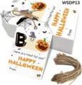 Detaillierte Ansicht der 50 Halloween Geschenkanhänger mit Gespenstern und Naturhanfseilen - Weißer Lustiger Kürbis Stil (WSDP13) / 50 Blatt