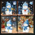 Set of 4 cute Christmas snowman window stickers for festive holiday glass decoration - 4pcs / SDP01 (Snowman Series)