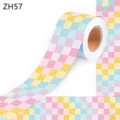 Detailansicht der 10m langen, bunt karierten selbstklebenden Deko-Pinnwand-Bordüre - Rosa Gelb Blau Gingham (ZH57) / 10m Rolle