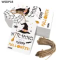 Set mit 50 dekorativen Halloween-Geschenkanhängern mit Hexenhut, Kürbis und Kordel - Rosa Hexenhut Kürbis Stil (WSDP18) / 50 Blatt
