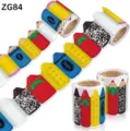 Detailed view of colorful crayon and pencil patterned bulletin board border stickers - Colored Pencil Border Stickers (ZG84) / 10 Meters