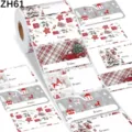 Detailed view of festive Christmas gift name stickers featuring gnomes and reindeer - Red Truck Reindeer Style (ZH61) / 200 Pack