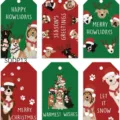 Christmas gift tags with cute dog cartoons in classic red and green festive colors - SDDP13 / 90Pcs/Pack