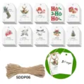 Set di 50 etichette regalo di Natale con motivi assortiti e spago naturale per confezioni - Stili Misti a Tema Natalizio (SDDP06) / 50 Fogli
