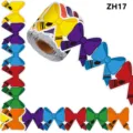 Close-up detail of multi-colored bow-tie shaped bulletin board border stickers in a roll - Colorful Bow (ZH17) / 10m/Roll