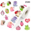 Holografische Geisteraufkleber Rolle mit süßen Halloween-Designs für Geschenkverpackungen - Süßes Rosa Gespenst Stil(ZG90) / 500 Stück/Packung