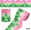 Fantasy green castle pattern bulletin board border trim with scalloped pink edges - 奇幻城堡款装(ZH96)