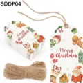 Etiquetas de regalo de Navidad de papel con cuerda de cáñamo set de 50 para empaquetado - Estilo Mixto de Dibujos Animados Festivos (SDDP04) / 50 Piezas/Paquete