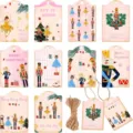 Juego de 60 etiquetas de regalo de Navidad Cascanueces rosas con varios motivos. - Serie Cascanueces (SDDP19) / 60 Tarjetas