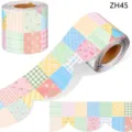 Pegatinas de borde ondulado en colores macaron con motivos florales y margaritas - Borde Festoneado Floral (ZH45) / 10m/Rollo / Floral campestre