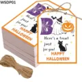 50pcs Halloween gift tags with cute ghost and pumpkin design including jute twine - Standard Style (WSDP01) / 50 Sheets
