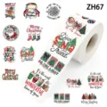Detailed view of vintage watercolor Christmas sticker roll for festive gift sealing and decor - Style ZH67 / 500 Stickers/Roll
