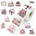 Detailansicht von rosa Halloween-Stickern mit niedlichen Geistern und Kürbissen. - Rosa Halloween-Muster (ZI63) / 200 Patches
