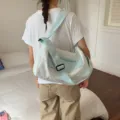 Minimalist light blue star print canvas duffel bag for fitness and short travel - Green