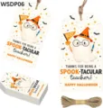 Halloween Geschenkanhänger Set mit Kordel und spezieller Dankesbotschaft für Lehrer - Weißer Lehrer Danke Geist Stil (WSDP05) / 50 Blatt