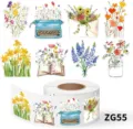 Aquarel bloemenstickers voor DIY scrapbooking en decoratieve geschenkverpakkingen - Vintage Floraalse Stijl (ZG55) / 500 Stickers/Rol
