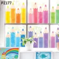 Pegatinas de ventana de lápices de colores macarrón para decoración de cuartos infantiles - Estilo Multicolor (PZ177) / 9 Hojas