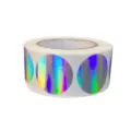 Roll of colorful holographic round adhesive stickers for versatile decoration and labeling - 500 Pieces/Pack (2.5cm) / Laser Rainbow (N215)