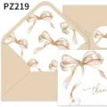 Juego de tarjetas de agradecimiento con lazo de acuarela y sobres beige a juego. - PZ219 / Champán