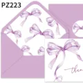 Elegante juego de tarjetas de agradecimiento con lazo de acuarela púrpura y sobre - Púrpura