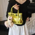 Bolso tote de PVC transparente amarillo con bolsa interior y colgante - Con Colgante / Amarillo