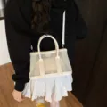 Sac à main transparent en PVC beige pour femme avec bandoulière réglable amovible - Sac Seul / Blanc