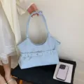 Lichtblauwe minimalistische tote tas met gespdetail voor casual damesmode dagelijks - Blauw
